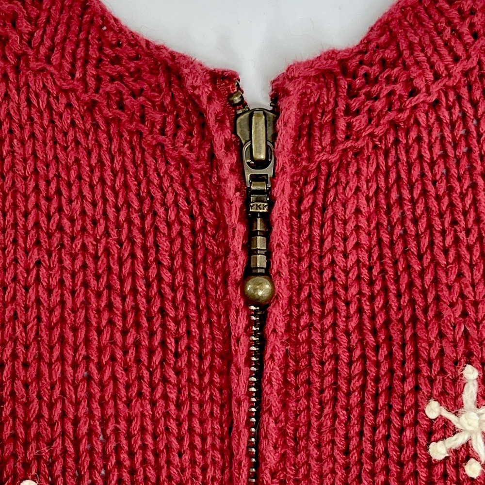Croft & Barrow Red Snowman Winter Cardigan Zip Up Sweater Size M - Picture 6 of 9